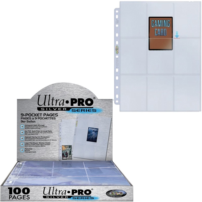 Ultra Pro - Lot de 100 Feuilles de 9 Cases Silver Series pour Cartes Standard