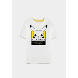 T-shirt Pokémon Pikachu 025 femme blanc – T-shirt officiel 100% coton Difuzed