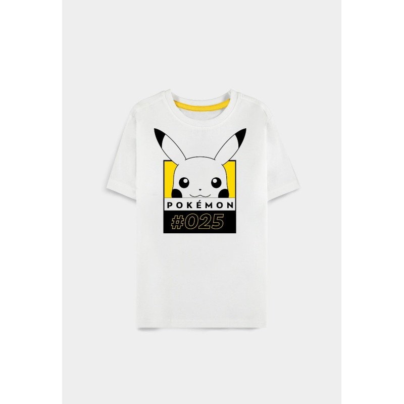 T-shirt Pokémon Pikachu 025 femme blanc – T-shirt officiel 100% coton Difuzed