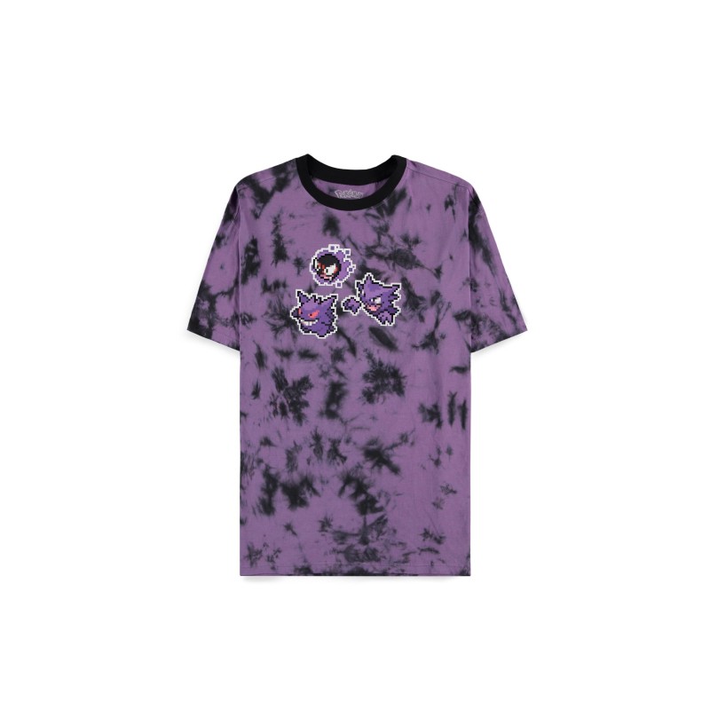 T-shirt Pokémon Fantômes femme tie-dye violet – T-shirt officiel Gastly, Haunter et Gengar 100% coton Difuzed