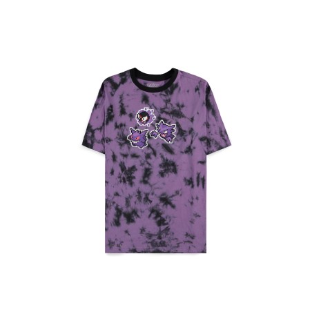 T-shirt Pokémon Fantômes femme tie-dye violet – T-shirt officiel Gastly, Haunter et Gengar 100% coton Difuzed