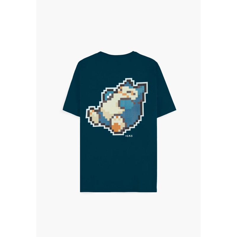 T-shirt Pokémon Ronflex Pixel homme bleu – T-shirt officiel 100% coton Difuzed